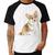 Camiseta Raglan Cachorro Welsh Corgi Pembroke - Foca na Moda Branco, Preto