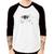 Camiseta Raglan Controle Carinha Manga 3/4 - Foca na Moda Branco, Preto