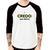 Camiseta Raglan Credo, que delícia Manga 3/4 - Foca na Moda Branco, Preto