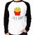 Camiseta Raglan Fry Day Manga Longa - Foca na Moda Branco, Preto