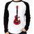 Camiseta Raglan Guitar Píxel Manga Longa - Foca na Moda Branco, Preto