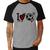 Camiseta Raglan I Love Futebol - Foca na Moda Cinza, Preto