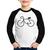 Camiseta Raglan Infantil Bicicleta Traços Manga Longa - Foca na Moda Branco, Preto