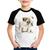 Camiseta Raglan Infantil Cachorro Buldogue Inglês - Foca na Moda Branco, Preto