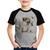 Camiseta Raglan Infantil Cachorro Buldogue Inglês - Foca na Moda Cinza, Preto