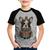 Camiseta Raglan Infantil Cachorro Bulldog Francês Natalino - Foca na Moda Cinza, Preto