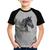 Camiseta Raglan Infantil Cavalo e Flores - Foca na Moda Cinza, Preto