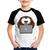 Camiseta Raglan Infantil Coruja Internauta - Foca na Moda Branco, Preto