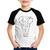 Camiseta Raglan Infantil Elefante Traços - Foca na Moda Branco, Preto