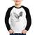 Camiseta Raglan Infantil Galo Desenho Manga Longa - Foca na Moda Branco, Preto