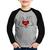 Camiseta Raglan Infantil Love Hands  Manga Longa - Foca na Moda Cinza, Preto