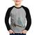 Camiseta Raglan Infantil Passarinho Cantando Manga Longa - Foca na Moda Cinza, Preto