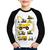 Camiseta Raglan Infantil Veículos de construção Manga Longa - Foca na Moda Branco, Preto