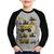 Camiseta Raglan Infantil Veículos de construção Manga Longa - Foca na Moda Cinza, Preto