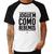 Camiseta Raglan Joguem como bebemos - Foca na Moda Branco, Preto