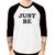 Camiseta Raglan Just Be Manga 3/4 - Foca na Moda Branco, Preto