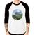 Camiseta Raglan Montanhas Manga 3/4 - Foca na Moda Branco, Preto