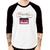 Camiseta Raglan Music Cassete Retrô Manga 3/4 - Foca na Moda Branco, Preto