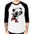 Camiseta Raglan Panda de Patins Manga 3/4 - Foca na Moda Branco, Preto