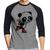 Camiseta Raglan Panda de Patins Manga 3/4 - Foca na Moda Cinza, Preto