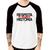 Camiseta Raglan Respeita a minha História Manga 3/4 - Foca na Moda Branco, Preto