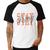 Camiseta Raglan Stay Strong - Foca na Moda Branco, Preto