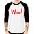 Camiseta Raglan Wow! Manga 3/4 - Foca na Moda Branco, Preto