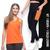 Camiseta REGATA DRY FIT Tecido Furadinho + Calça LEG LEGGING BOLSOS Conjunto Fitness Feminino 632 Laranja