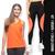 Camiseta REGATA DRY FIT Tecido furadinho + Calça LEG LEGGING REDINHA Conjunto Fitness Feminino 631 Laranja