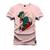 Camiseta T-Shirt Algodão Premium Estampada Caveira Skatista Rosa