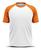 Camiseta Térmica Esportiva Colegial Manga Curta Rash Guard Masculina Feminina Academia Treino Branco Laranja