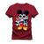 Camiseta Unissex Algodão Premium Estampada Mickey Caveira Bordô