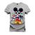 Camiseta Unissex Algodão Premium Estampada Mickey Caveira Cinza