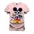 Camiseta Unissex Algodão Premium Estampada Mickey Caveira Rosa