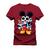 Camiseta Unissex Algodão Premium Estampada Mickey Caveira Bordô