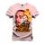 Camiseta Unissex Confortável Estampada Premium Post Malone Fire Rosa