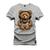 Camiseta Unissex T-Shirt 100% Algodão Estampada Urso De Fone Cinza