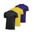 camisetas dry fit masculina treino musculação academia tecido anti suor kit 3 Amarelo, Preto, Azul royal