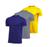camisetas dry fit masculina treino musculação academia tecido anti suor kit 3 Prata, Amarelo, Azul royal
