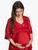 Camisola Amamentação + Robe Gestante Luxo Maternidade Pós-parto Vermelho