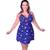 Camisola Plus size feminina estampada em liganete malha fria sem bojo tamanho G1 ao G5 Ashiaki Azul