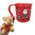 Caneca Natalino 200ml + Urso de Pelucia Enfeite Árvore Natal Vermelho P. Noel