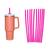 Canudos Plástico Reutilizável Para Drinks Festas 30cm C/ 10 Pink