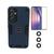  Capa Capinha Armadura + Película Frontal Vidro 3D + Película Lente Câmera 3 Peças Para Celular Samsung A54 Azul-escuro