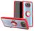 Capa Case Xiaomi Mi Poco X3 NFC / Poco X3 Pro (Tela 6.67) Carbon Clear Com Stand e Anel Vermelho/Transparente