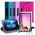 Capa Colorida Giratória p/Tablet M9 Lenovo kit com Película Caneta Fonne Rosa Pink