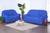 Capa Protetora de Sofá Kit 2 e 3 Lugares com 21 Elástico Lisa Retrô Tamanho King Malha Gel Azul Royal