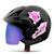 Capacete Aberto Feminino Lindo Pro Tork Atomic For Girls com Viseira Camaleão Preto