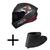 Capacete ASX Draken Concept CInza e Vermelho Mais Viseira Fumê Cinza+Vermelho