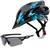 Capacete Bike Tsw Ciclismo Mtb Com Sinalizador De Led Leve E Resistente + Óculos Esporte Azul, Preto tsw